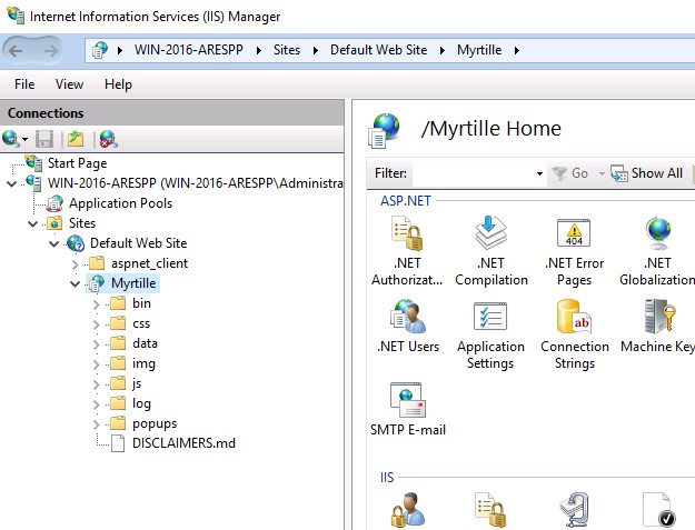 IIS 會加入 Myrtille 的 Website 應用程式